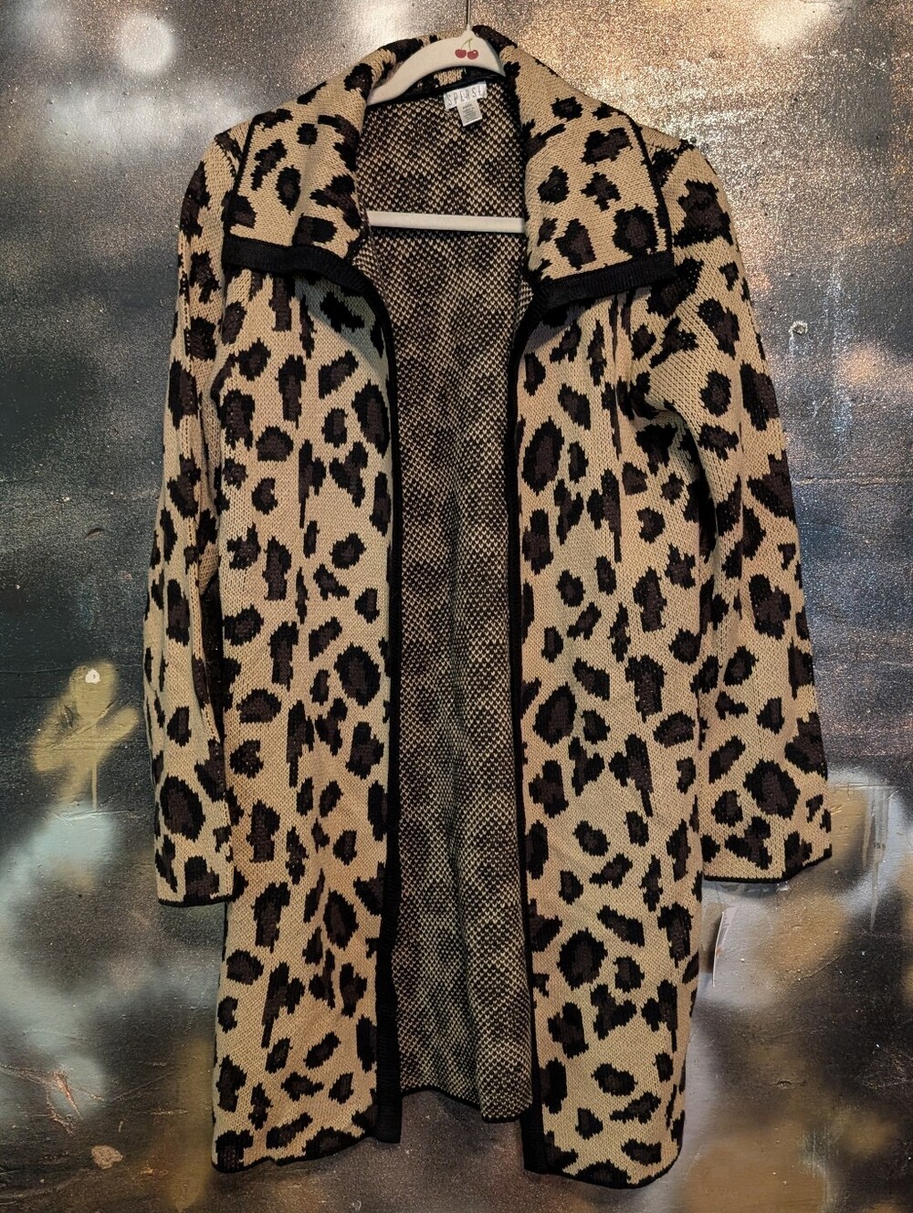 Spense Beige and Black Leopard Knit Jacket